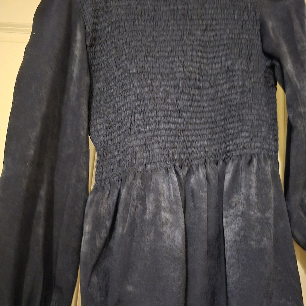 XL Venus women's smocked blouse. Mock turtleneck.